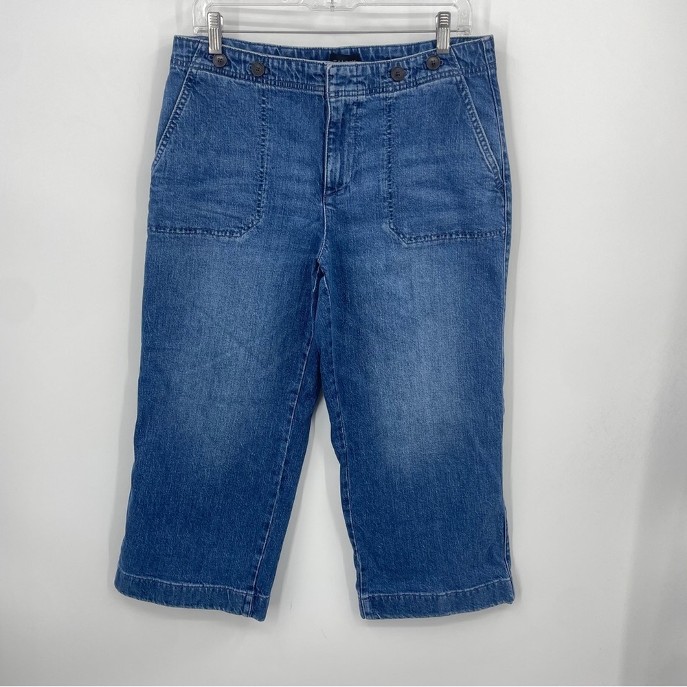 Talbots Wide Leg Crop Jeans size 10P‎ blue denim